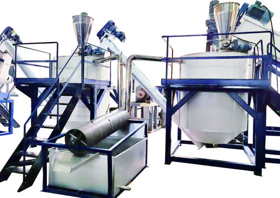 خط شستشوی بطری های PET با کنترل PLC زیمنس برای بازیافت بطری های پلاستیکی 500-3000 کیلوگرم / ساعت با 490 کیلو وات